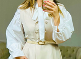 Vestido Senhora Midi com Botões Ellie Nude - Acompanha o Cinto