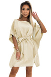 19352-6-287-28 SOFIA Butterfly dress with a binding at the waist - beige-6