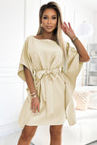 Vestido Verão Borboleta com Cinto Bege Sofia
