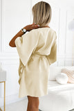 19352-3-287-28 SOFIA Butterfly dress with a binding at the waist - beige-3