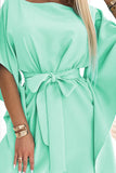 19361-5-287-31 SOFIA Women's butterfly dress with a tie at the waist - mint-5