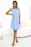 20147-3-296-12 VICTORIA Sleeveless trapeze dress with a belt – a classic in a modern version - light blue-3