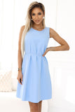 Vestido Trapézio Sem Mangas Com Cinto Victoria – AZUL