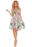 18126-6-478-1 MAYA Dress with longer back, neckline and belt - pink flowers-6