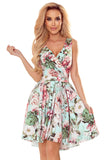 18126-7-478-1 MAYA Dress with longer back, neckline and belt - pink flowers-7
