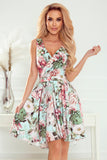 Vestido MAYA Floral Verde Menta Rosa Assimétrico