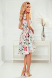 18126-2-478-1 MAYA Dress with longer back, neckline and belt - pink flowers-2