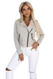 20747-6-481-4 Suede biker jacket with long sleeves and zippers - light beige-6