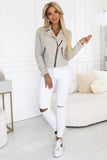 20747-2-481-4 Suede biker jacket with long sleeves and zippers - light beige-2