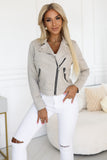 Jaqueta Camurça Suede Biker Feminina Bege Claro Electra