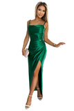 18174-7-483-1 DIANE satin long dress with a leg slit - green-7
