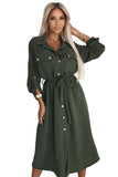 20356-6-531-5 Midi Shirt Dress with Gold Buttons and Tie - KHAKI-6