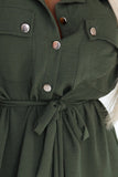 20356-5-531-5 Midi Shirt Dress with Gold Buttons and Tie - KHAKI-5