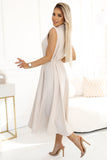 Vestido Senhora Midi com Botões Ellie Nude - Acompanha o Cinto