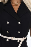 20557-6-596-3 Elegant midi shirt dress with gold buttons and belt - black-6