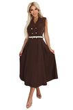 20678-8-596-4 Elegant midi shirt dress with gold buttons and belt - chocolate-8