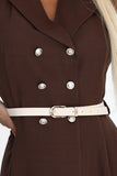 20678-6-596-4 Elegant midi shirt dress with gold buttons and belt - chocolate-6