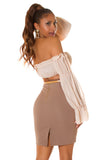 20525-8-616-1 High-Waist Fitted Skirt with Belt – Cappuccino-8