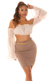 20525-7-616-1 High-Waist Fitted Skirt with Belt – Cappuccino-7