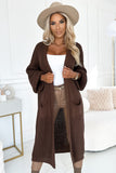 Cardigan Longo com Bolsos Cor Castanho Selene