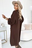 20737-3-627-2 Cardigan - long sweater cape with pockets - chocolate color-3