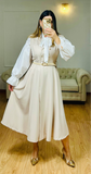 Vestido Senhora Midi com Botões Ellie Nude - Acompanha o Cinto