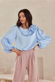 Blusa Azul Mangas Longas Isabela