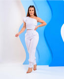 Conjunto Feminino Blusa Manga Única Com Calças Nath