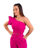 Conjunto Feminino Blusa Manga Única Com Calças Nath