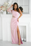 Vestido Longo Assimétrico Cerimónia - Rosa Claro