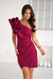 Vestido Festa Luxo Com Folhos e Plumas Mia - Vermelho Intenso