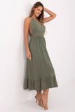 Vestido Verão Verde Oliva Boho Chic Frente Única Antónia
