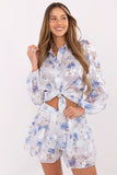 Conjunto Feminino de Verão Saia e Camisa Lilás Charlotte