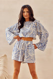 Calções Senhora Verão Estampa Azul Ilaria