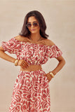 Blusa Decote Espanhol Top Cropped Folhas Noemi