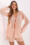 Conjunto Feminino Verão Renda Salmão Mafalda