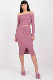 Conjunto Feminino Saia e Blusa Canelada Rosa Martina