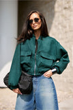 Jaqueta Bomber Camurça Oversized Verde Ava